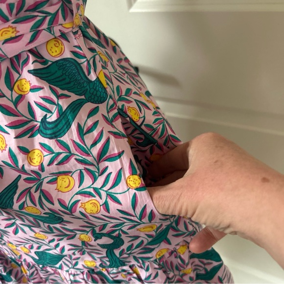 $380 BANJANAN size S Bulbul's Sister Ruffled Mini Dress Delph Bird Peony Pink - Picture 5 of 9